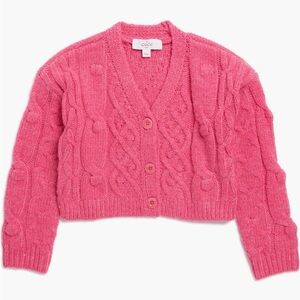CeCe Pink Cable Knit Blouse V-Neck Cropped